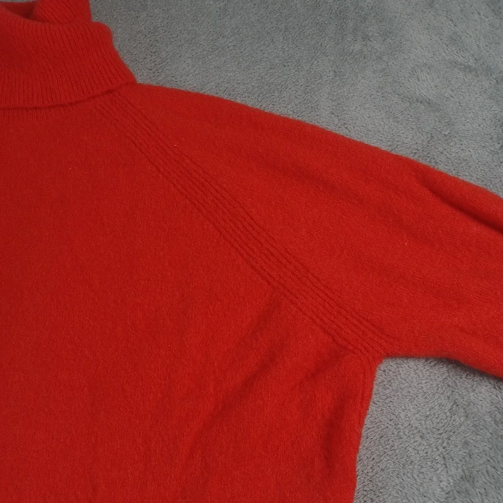 J Crew Sweater‎ Womens Medium Red Turtleneck Wool Blend Pullover Preppy Casual